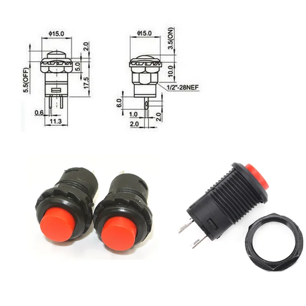 10pcs DS-428/427 12mm Momentary pushbutton switches 3A /125VAC 1.5A/250VAC Self Return Momentary Push Button Switch