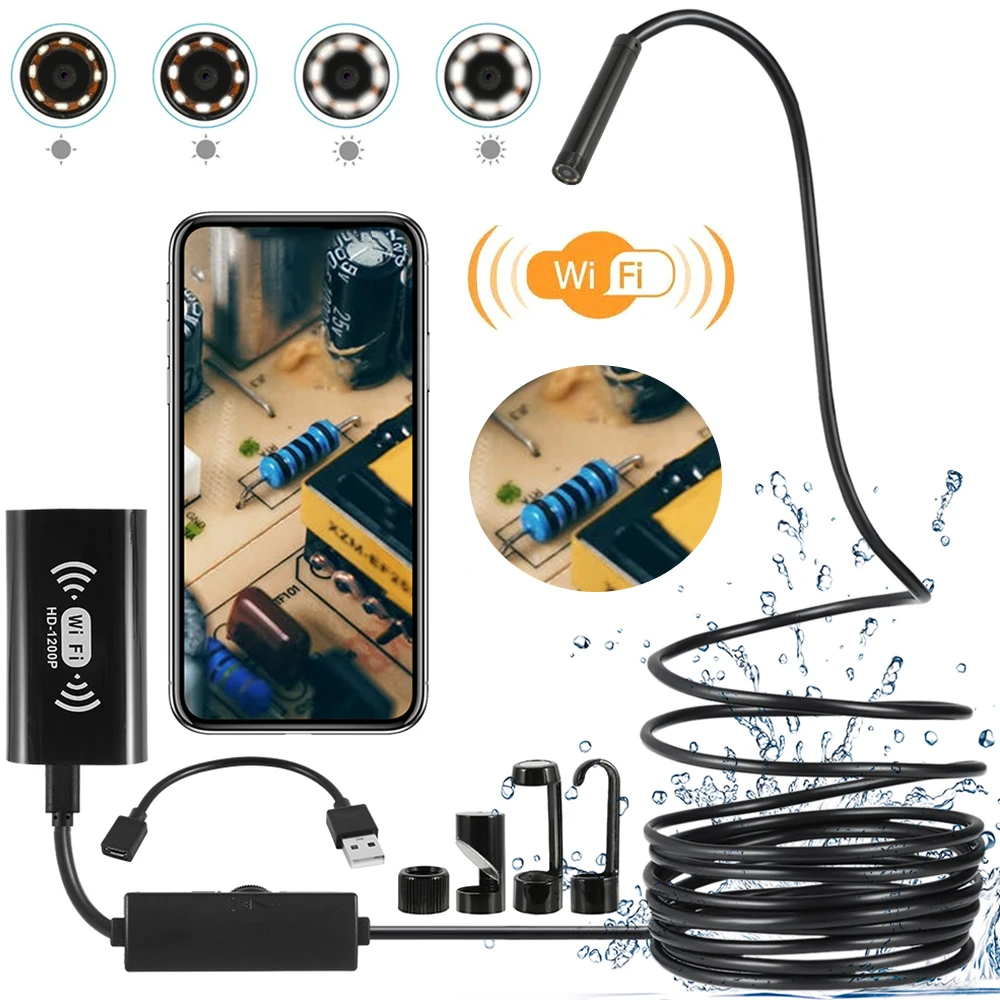 

USB Endoscope Camera Borescope 5M 8mm HD 1200P Snake Inspection Camera Waterproof IP68 Flexible Endoscope Cameras for Android PC