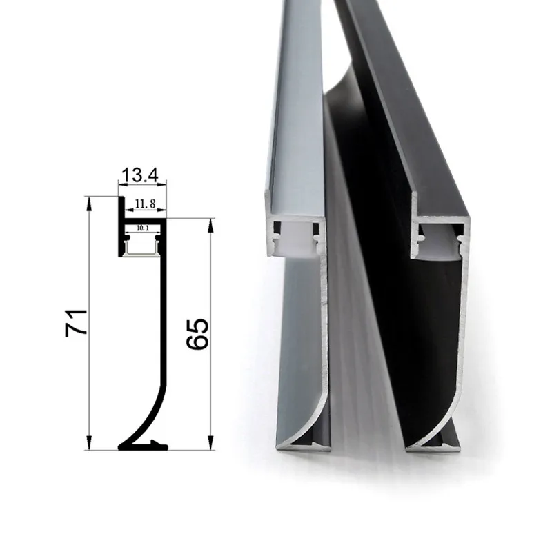 Barra de luz LED rígida para zócalo de pared, lámpara lineal de perfil de aluminio, h65 mm, 0,5 m/1m, para tira de pasillo