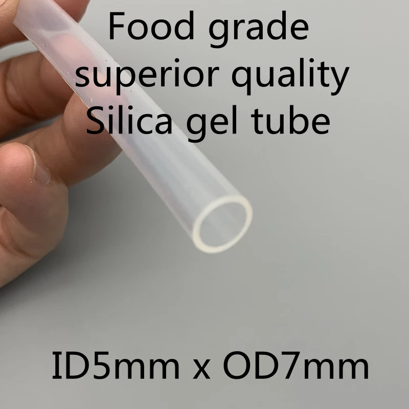 5x7  Silicone Tubing ID 5mm OD 7mm Food Grade Flexible Drink Tubing Pipe Temperature Resistance Nontoxic Transparent