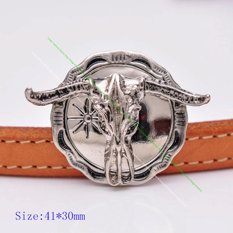 10pcs American Texas Western Cowboy Silver 3D Bull Skull Longhorn Sun Sign Leathercraft Wallet Decor Concho Screwback Conchos