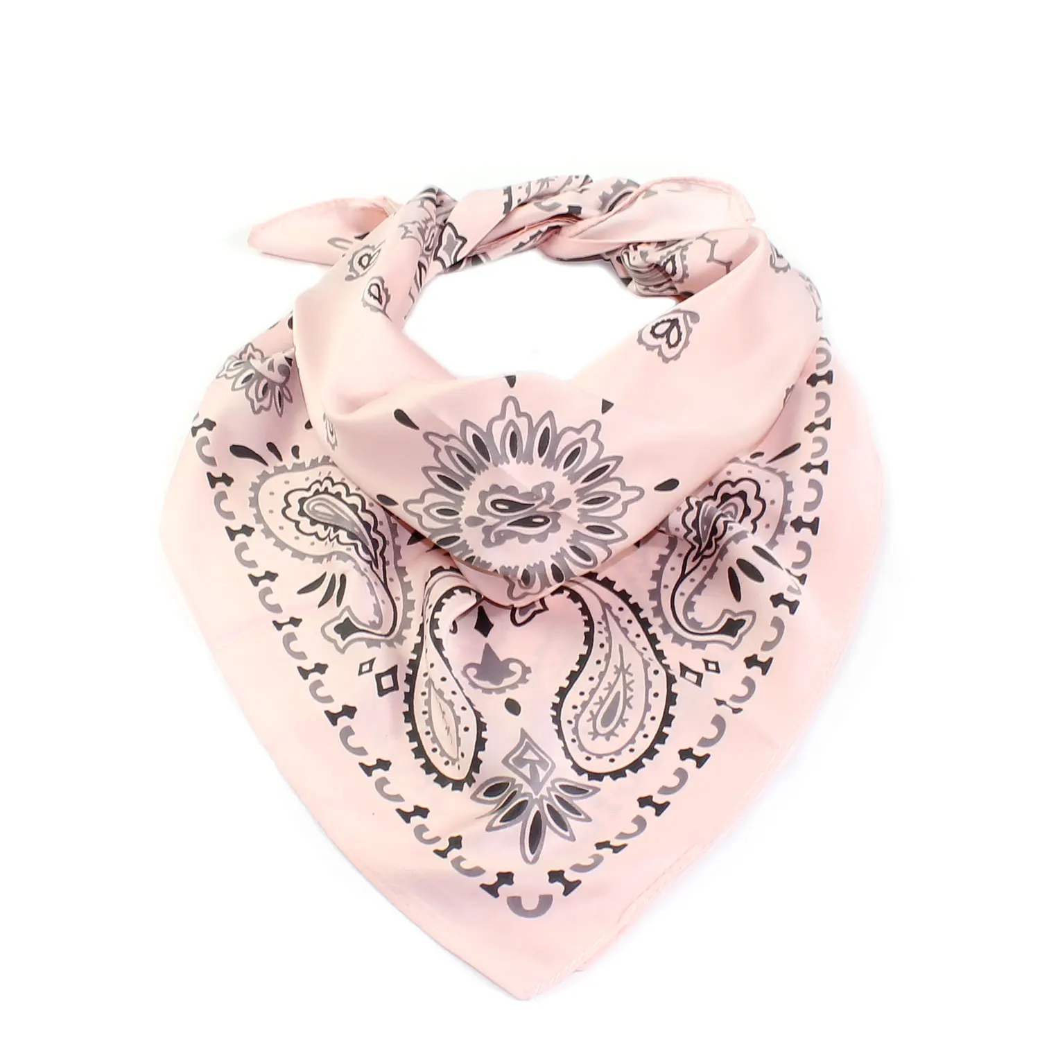 Paisley Bandana Floral Square Silk Scarf Satin Men Scarves For Women Printed Pastel Pink Grey Winter Lady Decorative 50cm x 50cm