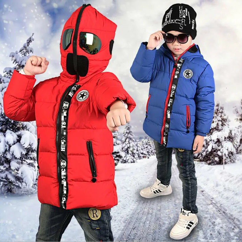 2020 New children Down & Parkas 3-10T winter kids outerwear boys casual warm boys hoodded jacket with glasses  boys warm coats