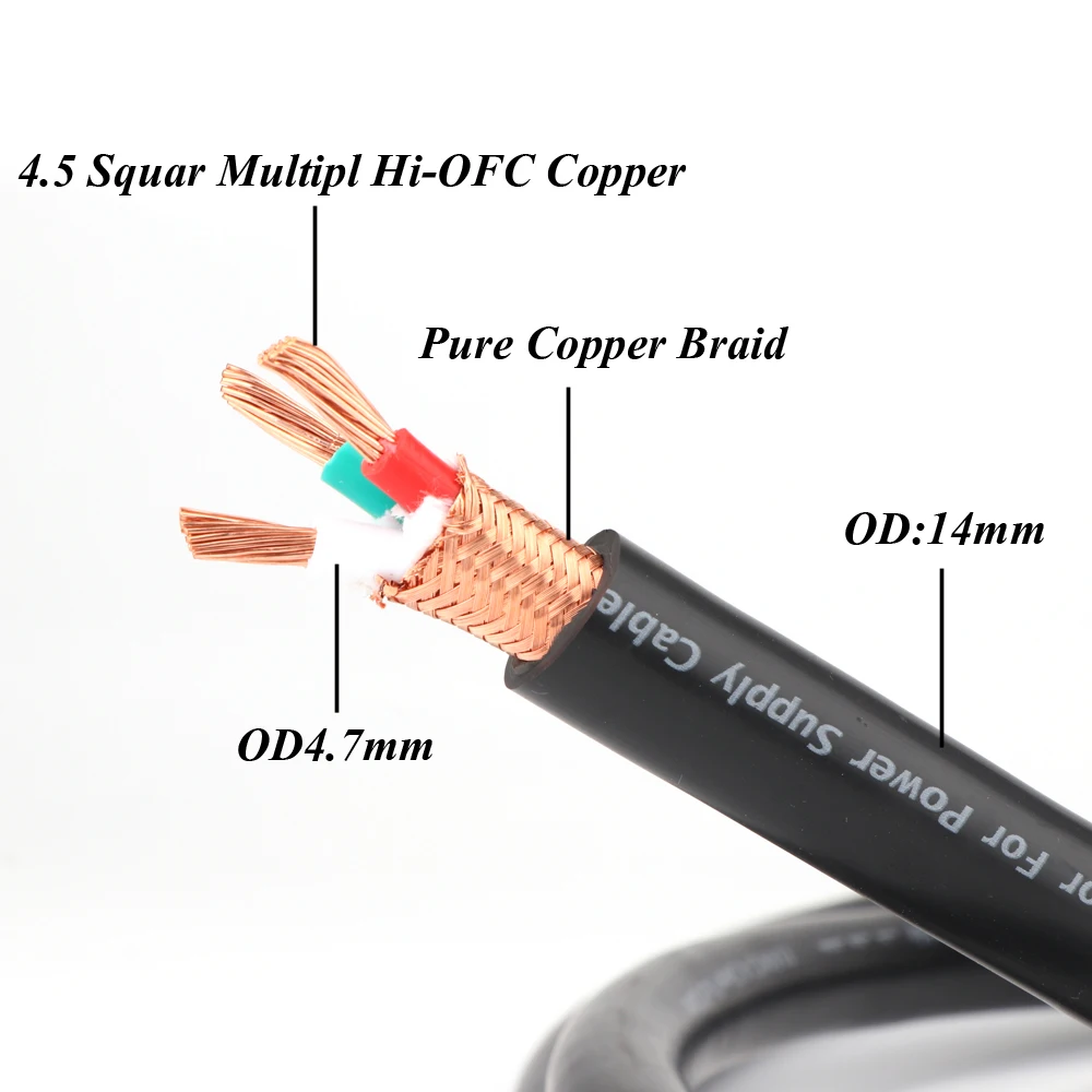 Monosaudio P901 99.998% pure copper power cable Multplex OFC HIFI Power Wire Cable Powerflux Line with 11AWG(4.5mm2)x3core