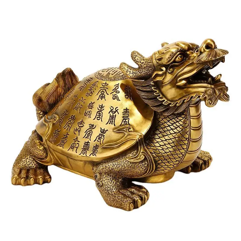 Jishanyuan manufacturer wholesales pure copper dragon turtle ornaments, longevity dragon turtle gifts for the elderly