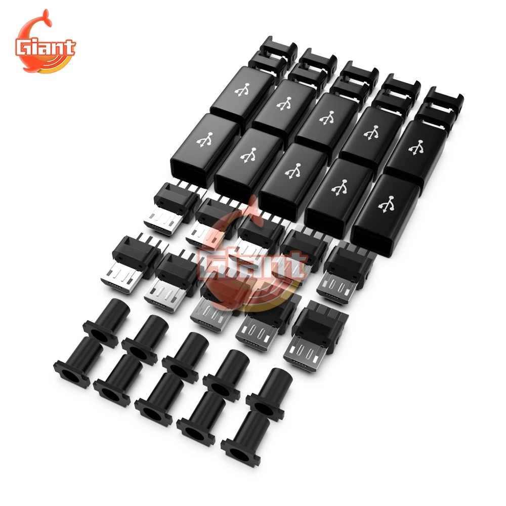 10 pcs Micro USB Male Connector 4 Pin DIY Date Cable OTG Line Plastic Shell Jack Tail Socket T Plug Terminals Micro Converter