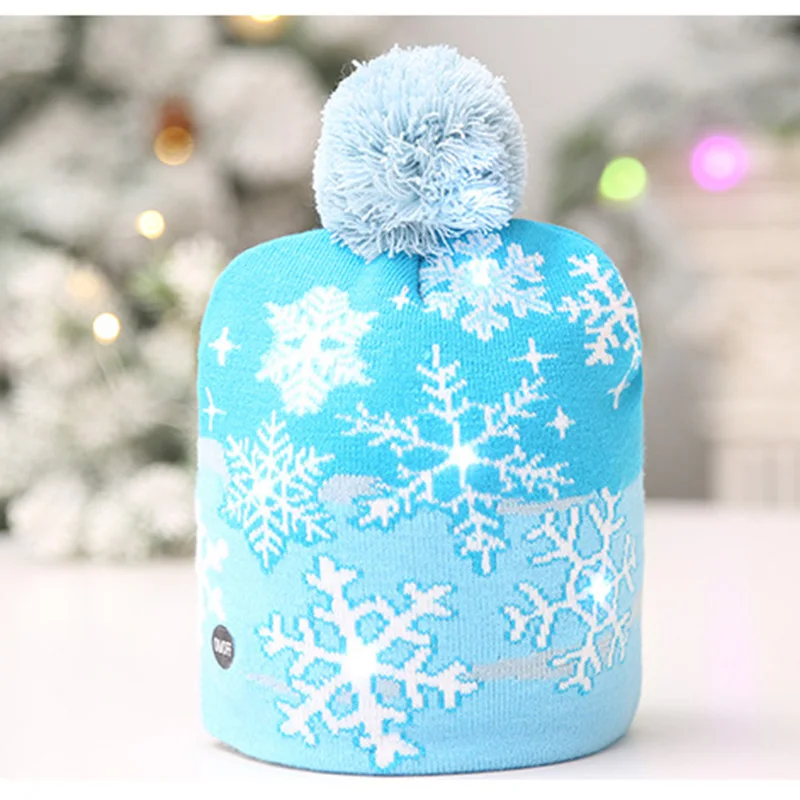 New Style! LED Christmas Hat Beanie Light Up Illuminate Warm Hat 48 Patterns New Year Snowman Sweater Hat Christmas Decorations