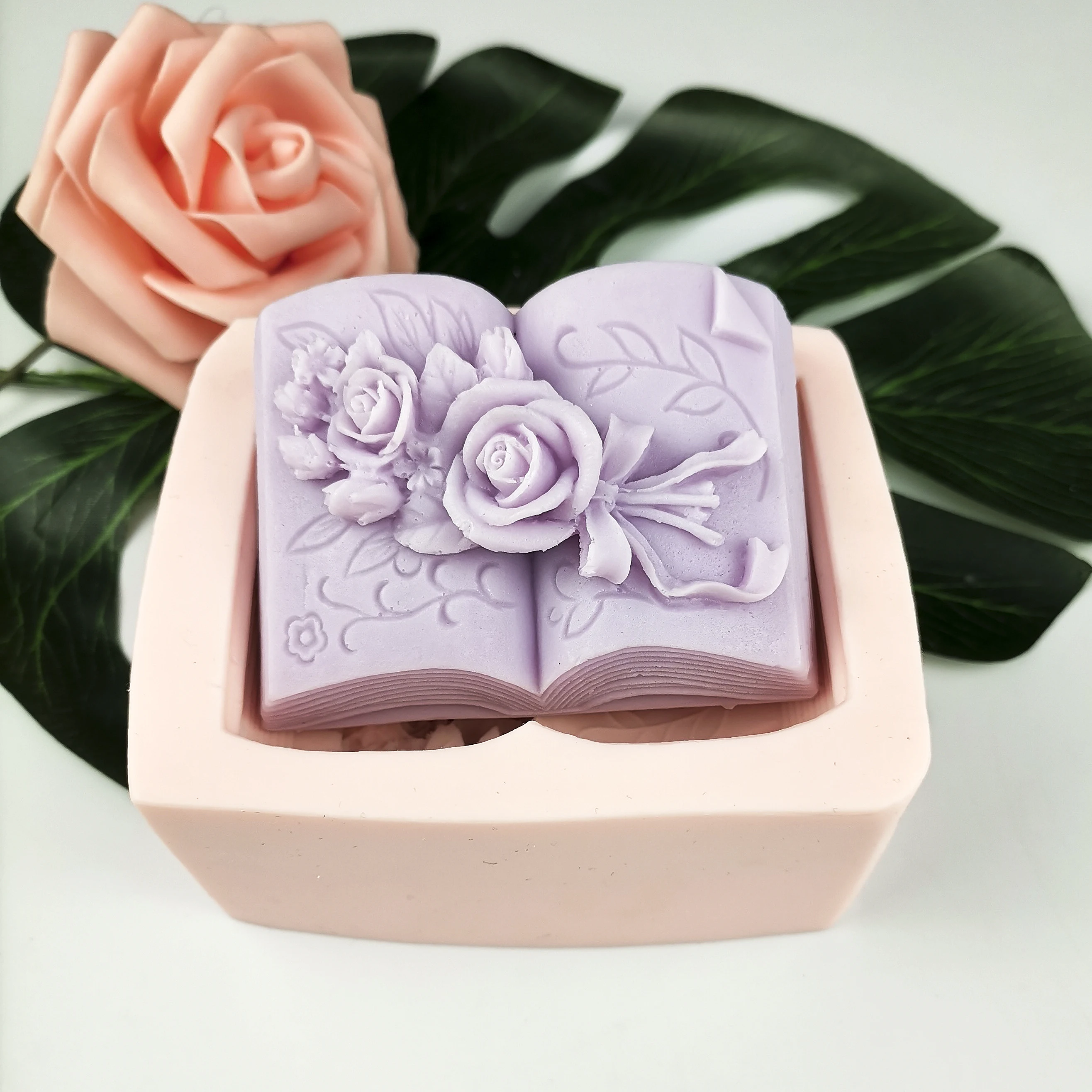 PRZY Soap Molds Fondant Soap Mould Silicone The Book Of Flowers And Roses Molds Handmade Mold Clay Resin Candle Mould