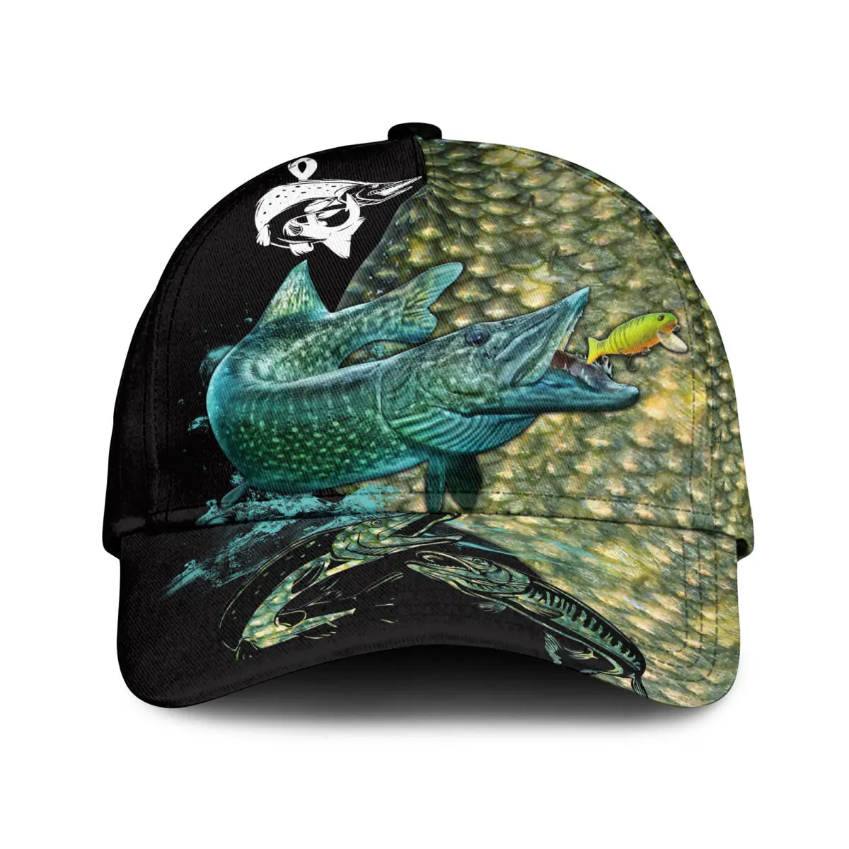 Baseball Cap Bass Walleye Fishing Multicolor Printed Snapback Hat Unisex Adult Hip Hop Headwear Outdoor Sun Visor