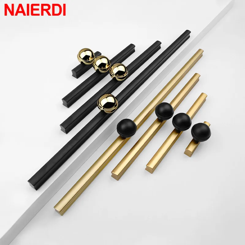 

NAIERDI 800mm Long Cabinet Handles Drawer Bedroom Pulls Knobs Gold Aluminum Alloy Door Handle Minimalist Long Furniture Handle