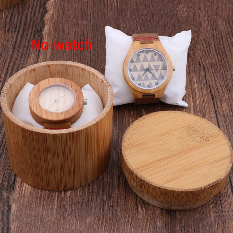 Fashion Watches Bamboo Case Watches Cases Wooden Gifts Round Boxes Jewelry Boxes Gift Customized Dropshipping