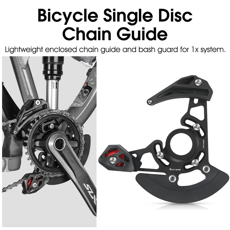 WEST BIKING MTB Bicycle Chain Guide For Mountain Bike DH 32T-38T Tooth Single Disc Stabilizer Bike Chain Protector ISCG 03/05