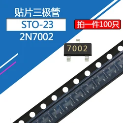 100pcs 2n7002 smd transistor 7002 sot-23 mos tubo de impressão 702/7002 campo efeito tubo n canal