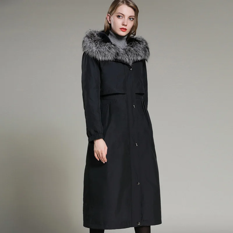 Real Fur Coat Women Rex Rabbit Fur Liner Winter Coat Women Real Fur Parka Long Jacket Abrigos Mujer Invierno 2020 JHL-068 YY815