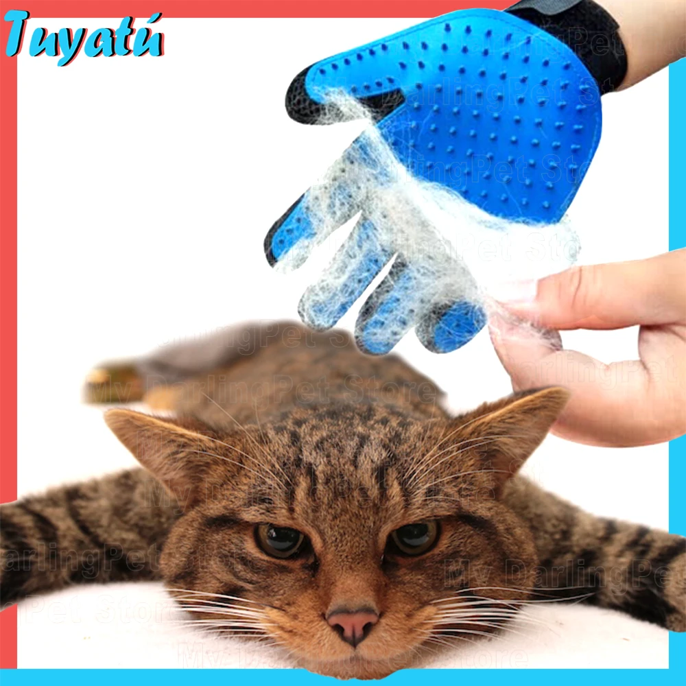 Cheap Pet Cat Grooming Glove Comb for Cats Accessories Hair Deshedding Brush Gloves for Small Large Dogs Puppy Cat Grooming Tool