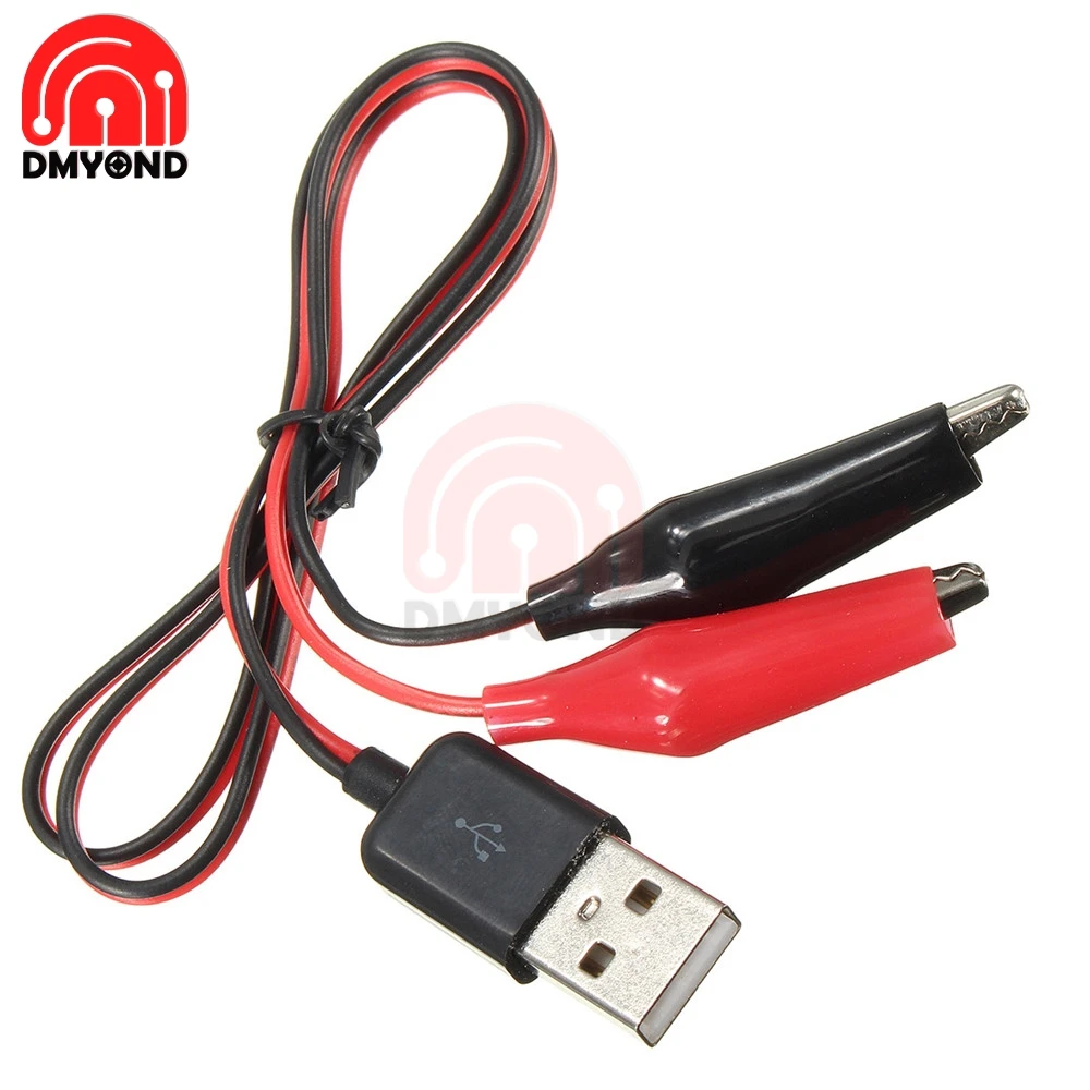 Alligator Test Clips Clamp to USB Male Connector Power Supply Adapter Wire 58cm Cable Red and Black