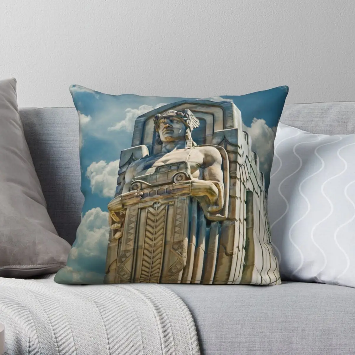 The Guardians Of Traffic Cleveland Ohio Square Pillowcase Polyester Linen Velvet Zip Decorative Pillow Case Room Cushion Cover