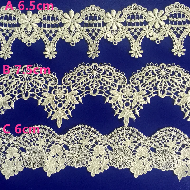 

6-7.5cm high quality polyester embroidery watersoluble lace trim,XERY191028B