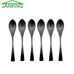 6Pcs Luxury Matte Black Tea Spoons Ice Cream Dessert Coffee Spoon Set Stainless Steel Tableware Set Knife Fork Spoon Dinner Set