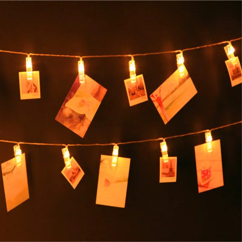 10/20/40/80 Leds Photo Clips String Lights Indoor Photos Garlands Fairy Lights Hanging Cards Home Christmas Decor Holiday Light