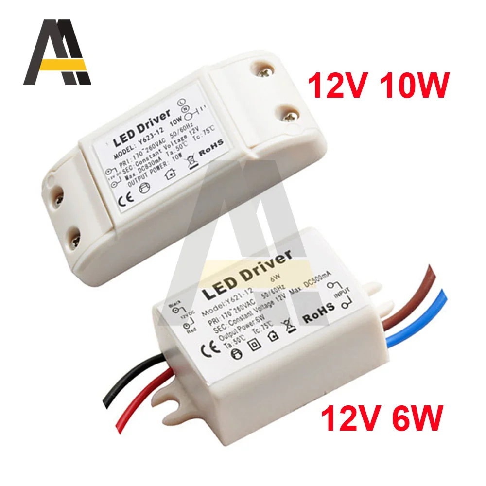 

LED Driver 6W 10W Constant Current 500mA 830mA Watt Lighting Transformers Power Supply Lighting Bulb Driver Transformer Converte