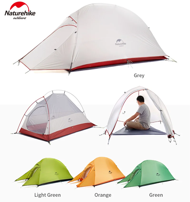 Naturehike Tent Upgrade Cloud Up1 Camping Tent 20D Silicone Aluminum Pole Ultralight Tent 1 Persons Four Seasons Tourist Tent