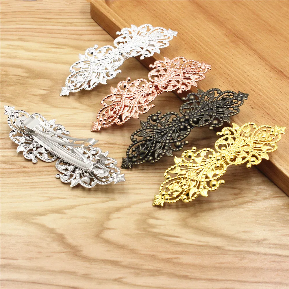 Copper Fashion Hair Snap Clips Accessories Symmetrical flower Women Hairgrips Barrettes Head Hairpins Headdress Length 94mm 1PC