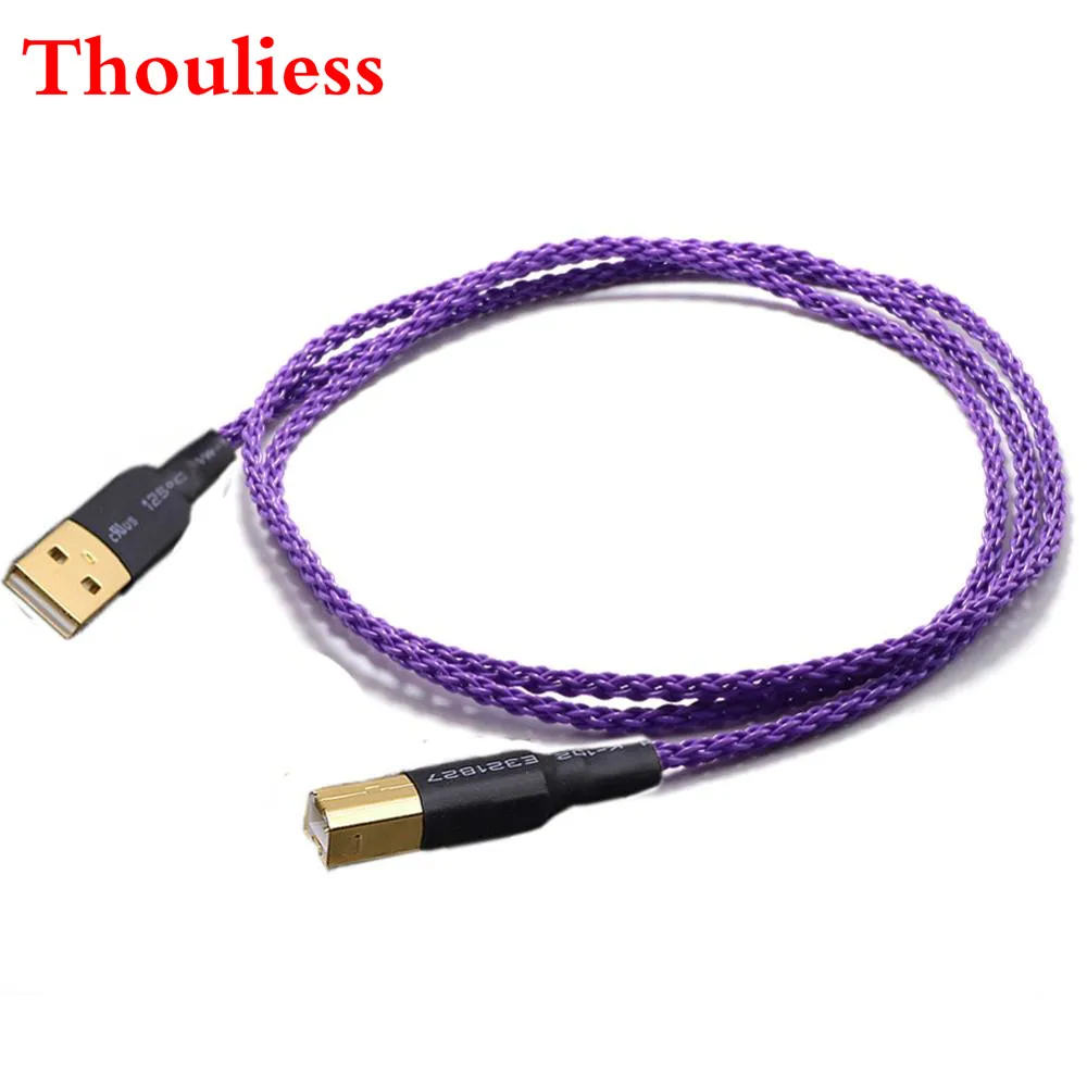 Thouliess  HIFI USB A B Audio Cable DAC A-B 7N OCC Silver Plated Digital USB 2.0 Type A to B Male Audio Cable DIY