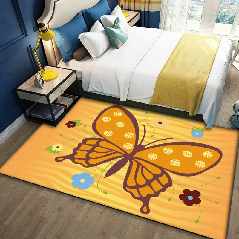 

Cartoon 3D butterfly pattern Carpets For Living Room Bedroom Area Rugs Soft Flannel Kids play Big Carpet Home decorate Floor Mat