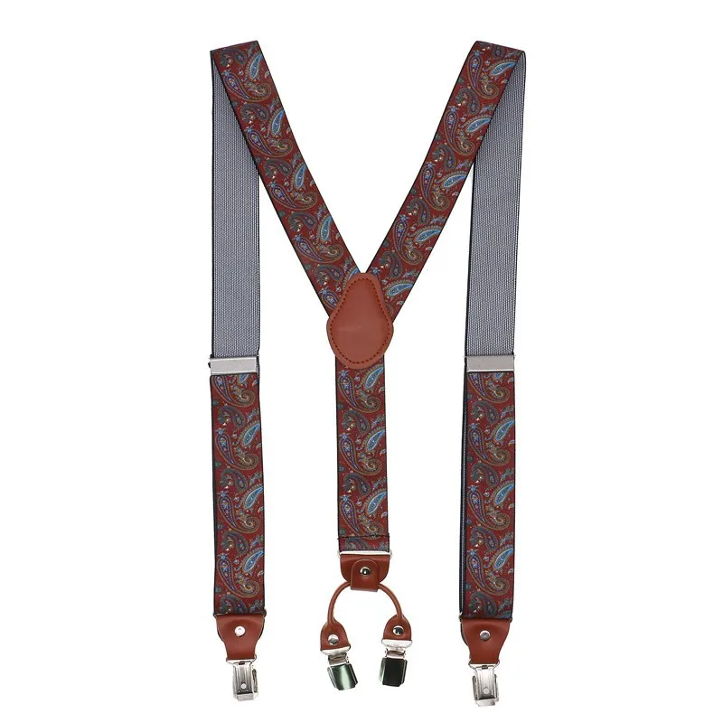 4 Clips Fashion Suspenders Leather Alloy  Braces Male Unisex Vintage Casual Leather Suspensorio Trousers Strap Husband\'s Gift