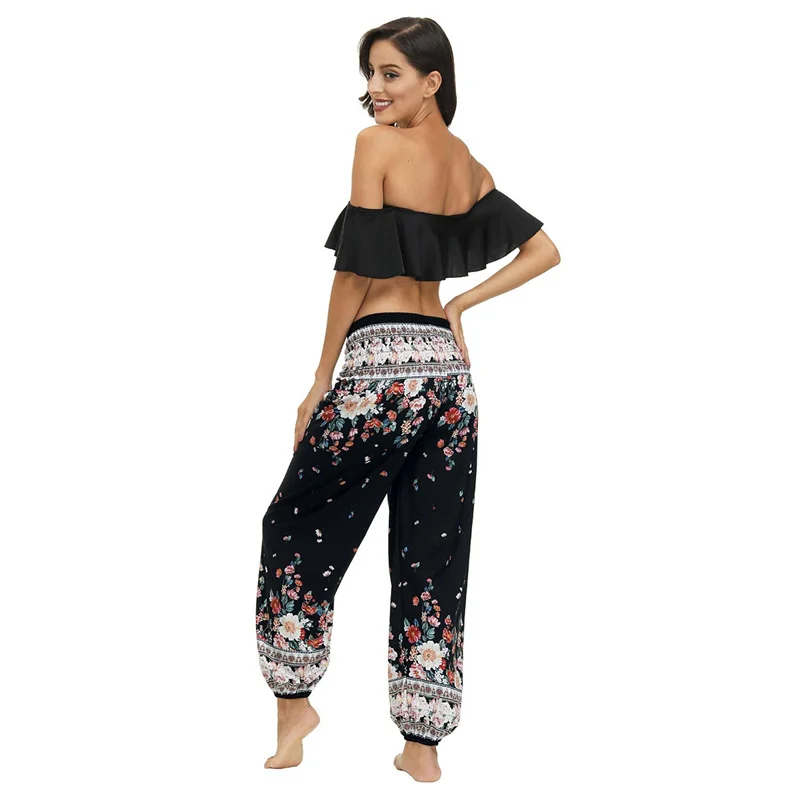 1PC Boho Loose Yoga Pants High Waist Elasticity Trousers for Women and Men Bohemian Hippie Elegant Casual Beach Pants