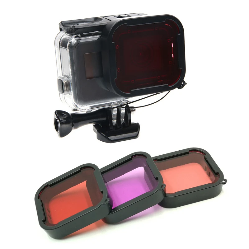 3-Pack filtr do nurkowania pod wodą czerwony Magenta do nurkowania kolorowe filtry do GoPro HERO 5 6 7 czarny garnitur obudowa futerał na obiektyw