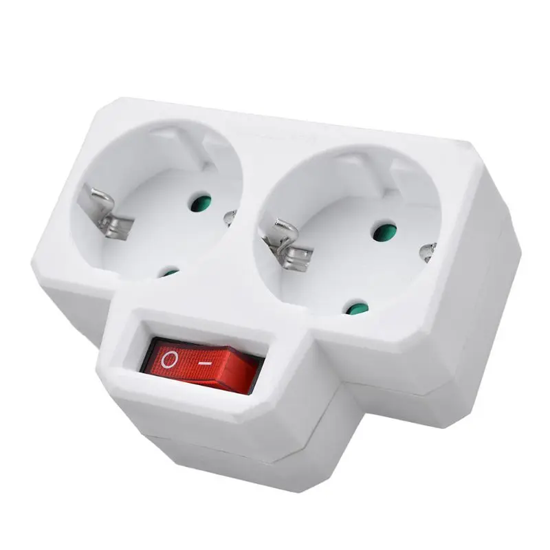 Durable EU Standard Multiple Plug 250V 16A Double Socket Conversion Socket with Outlet Switch Plug Power Adapter Socket 4XFD