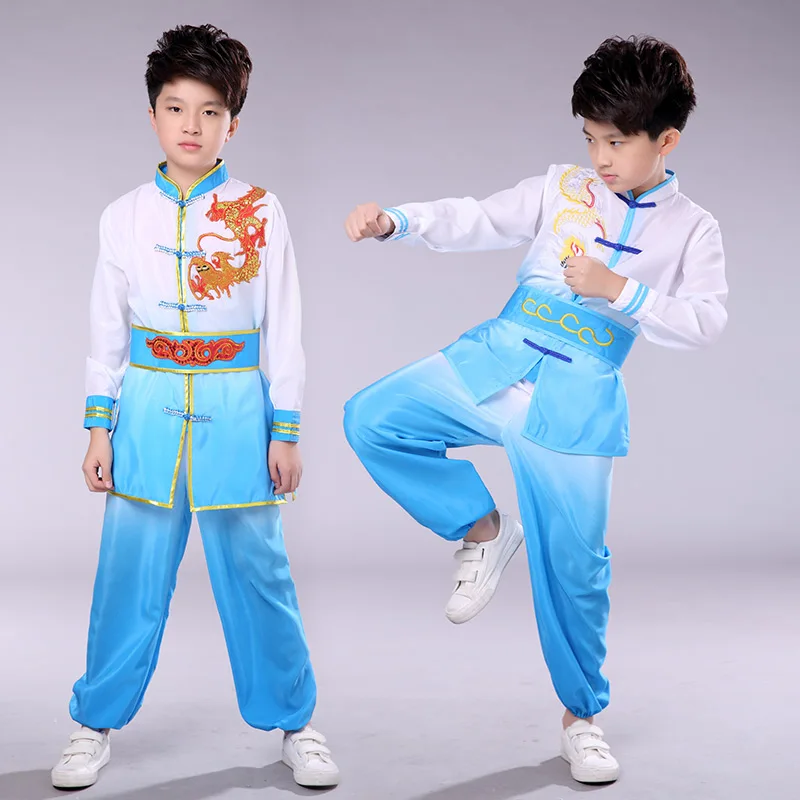 Chinese Traditional Wushu Clothing Children Kungfu Tai Chi Costumes outfit  Martial Arts Stage Performance uniforms  boys girls