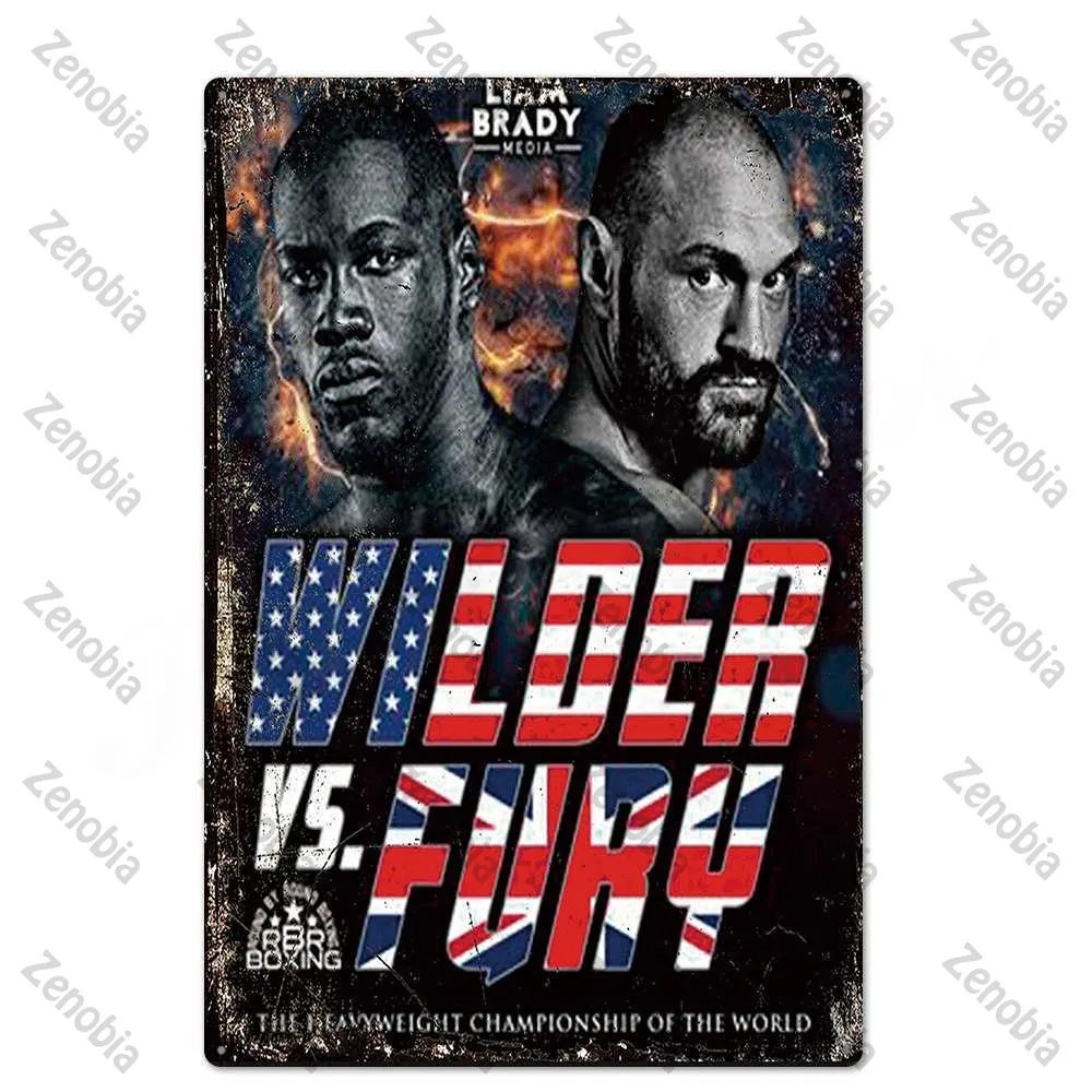 Boxing Competition Plaque Metal Tin Sign Holyfield VS Tyson H Wall Stickers Boxing Fans Iron Plates Fighting Match Art Poster