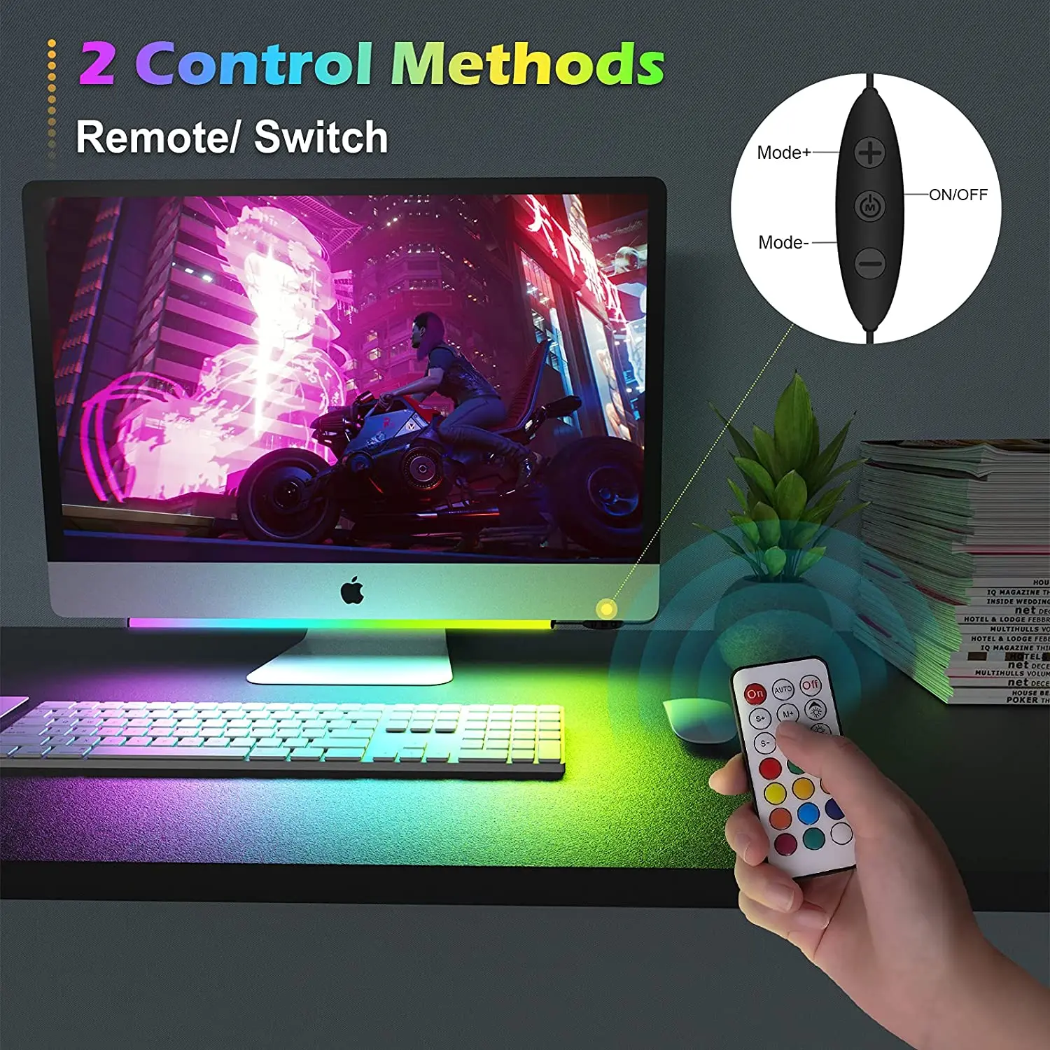 Under Monitor Light Bar RGB Dreamcolor Ambient Neon Sign with Remote Controller for Game Room Decoration Gaming Setup Desk Lamp