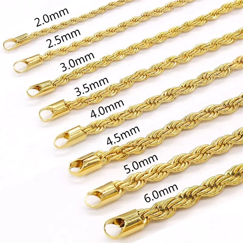 MxGxFam ( Full Size Choice ) Fashion Rope Chain Necklace For Men Women Yellow Gold Plated Lead and Nickel Free