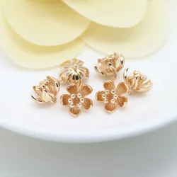 (1564)6PCS 5x9MM 24K Gold Color Plated Brass Plum Flower Charms High Quality Diy Jewelry Accessories