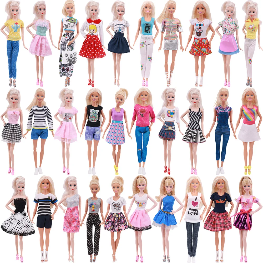 Robe de poupée barbie 3 pièces/lot, jupe de dessin animé et chaussures pour barbie, accessoires de poupée, tenue quotidienne décontractée, cadeaux pour filles