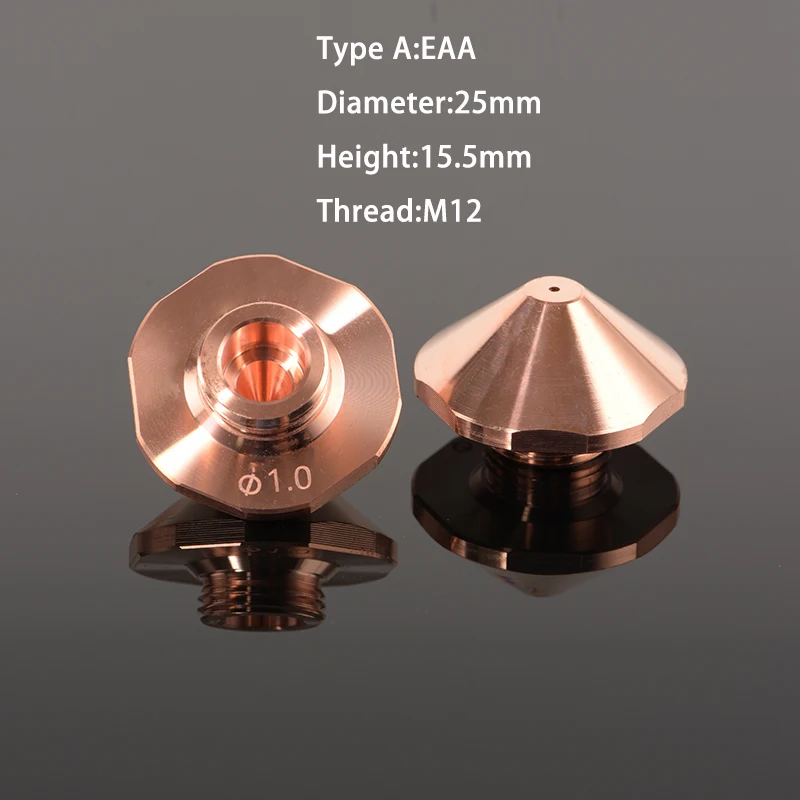 Miễn Phí Vận Chuyển OEM EAA EAU EAK Sợi Cắt Laser Vòi Phun Cho Máy Kim Loại 0.8 Sang 2.7Mm Dia25mm H15.5mm đường Chỉ May 12Mm