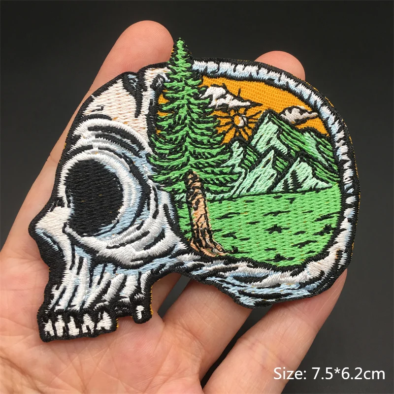 Van Gogh Iron on Patches for Clothing Mountain Ocean Whale Embroidery Patches on Clothes Backpack Stickers Badges Appliques