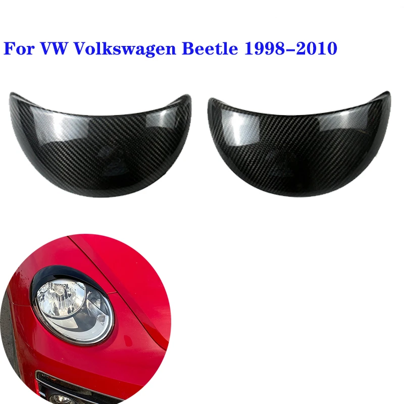 

For VW Volkswagen Beetle 1998~2010 Car Headlamp Headlight Eyebrow Eyelids Cover Trim Front Light Head Lamp Carbon Fiber Stickers