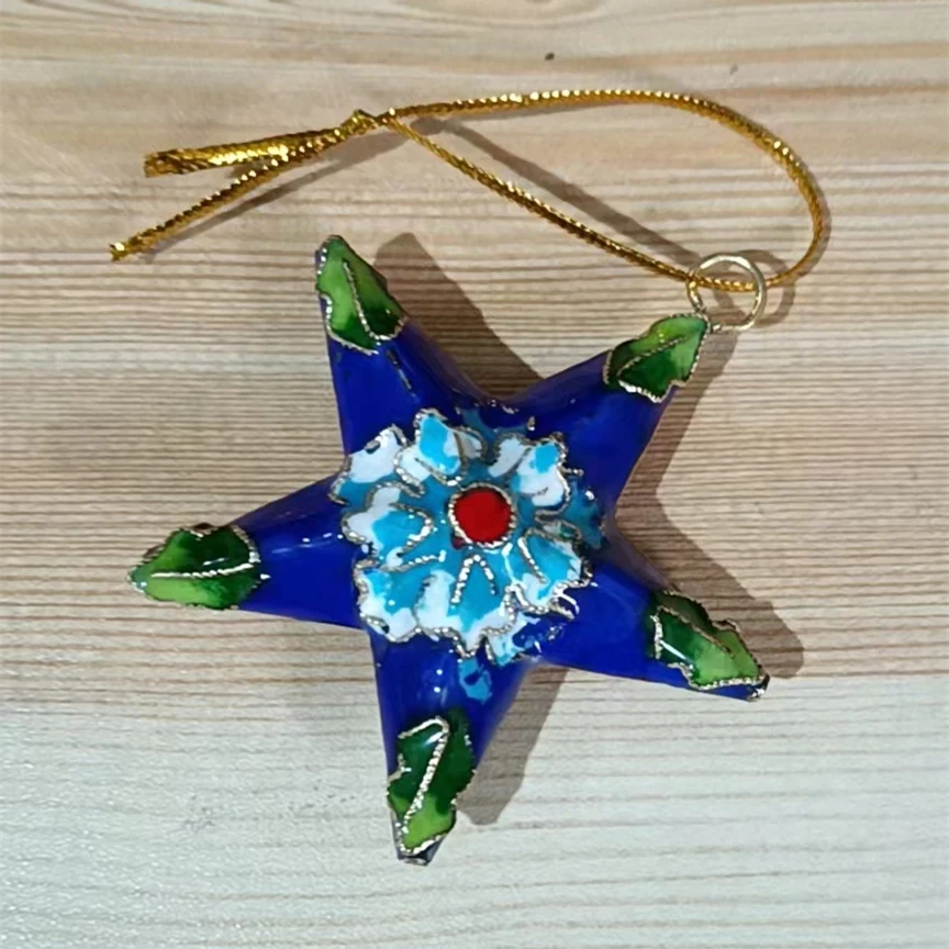 10pcs Handwork Cloisonne Enamel Fancy Star Small Decorative Item Christmas Tree Hanging Ornaments Key chain Charms Guest Gift