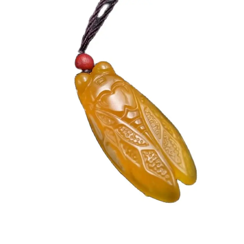 Pendentif en agate naturelle, topaze, calcédoine, collier cigale en jade