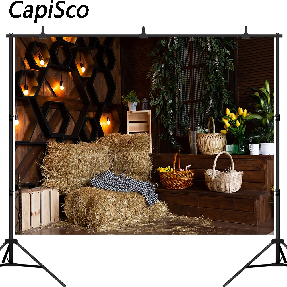 Capisco Rural Wood House Happy Easter Festivals Spring Flowers Party Baby Child Interior Photo Background Photography Backdrops