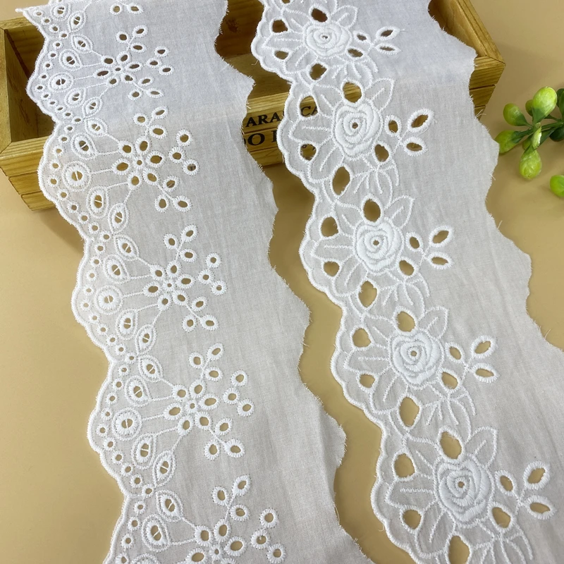 Width 8cm Embroidery Cotton Fabric Edge Accessories Cotton Handmade diy Lace Edge Sofa Curtain Clothing Material