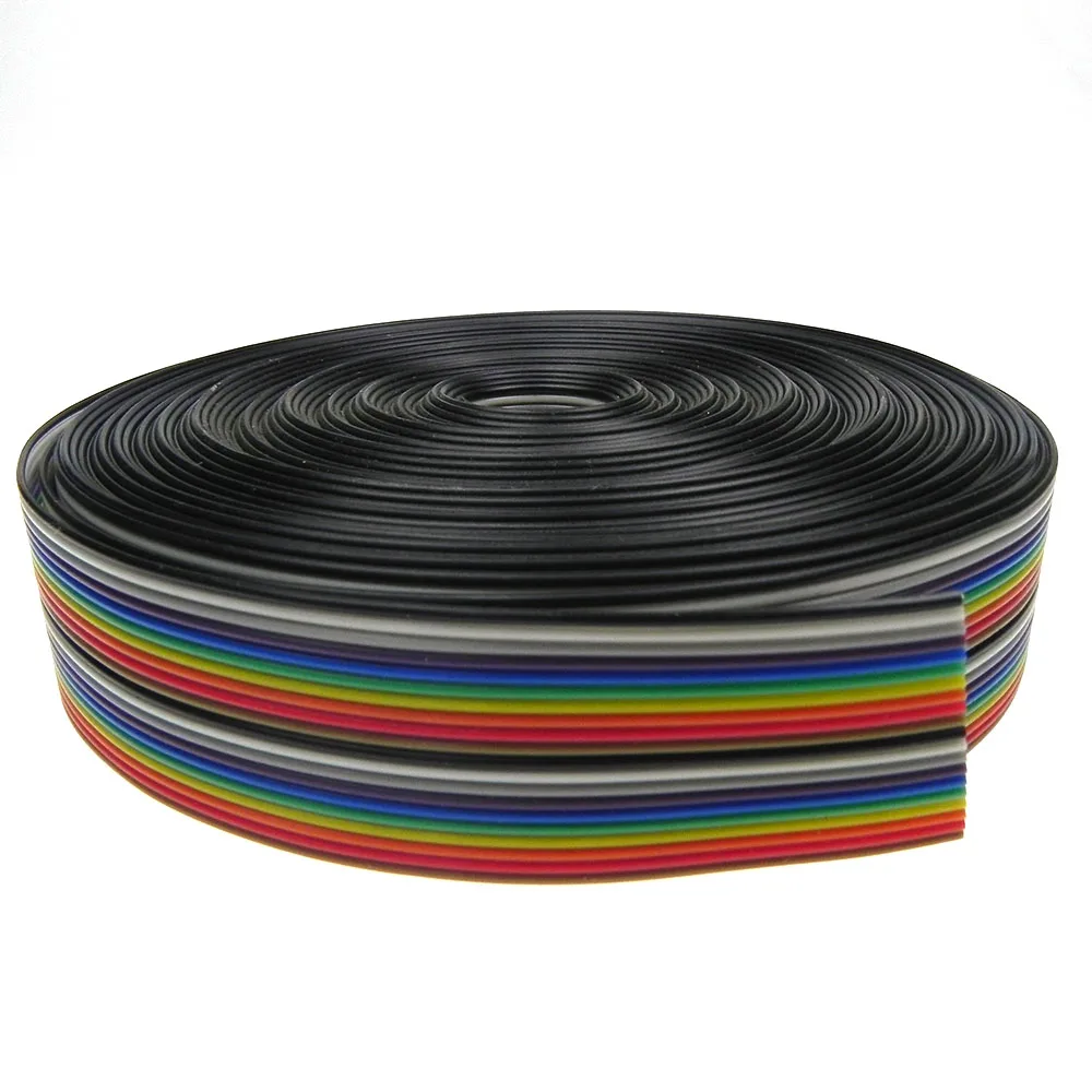 

1M 5M 10M 20M 1.0MM Pitch 20P IDC Flat Ribbon Wire Rainbow Cable For 2.0MM IDC Connector