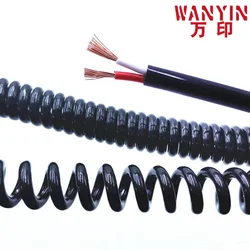 High quality spring spiral cable 2 core-3-4-5-6-8-9-10-12 core black telescopic power cord stretchable wire