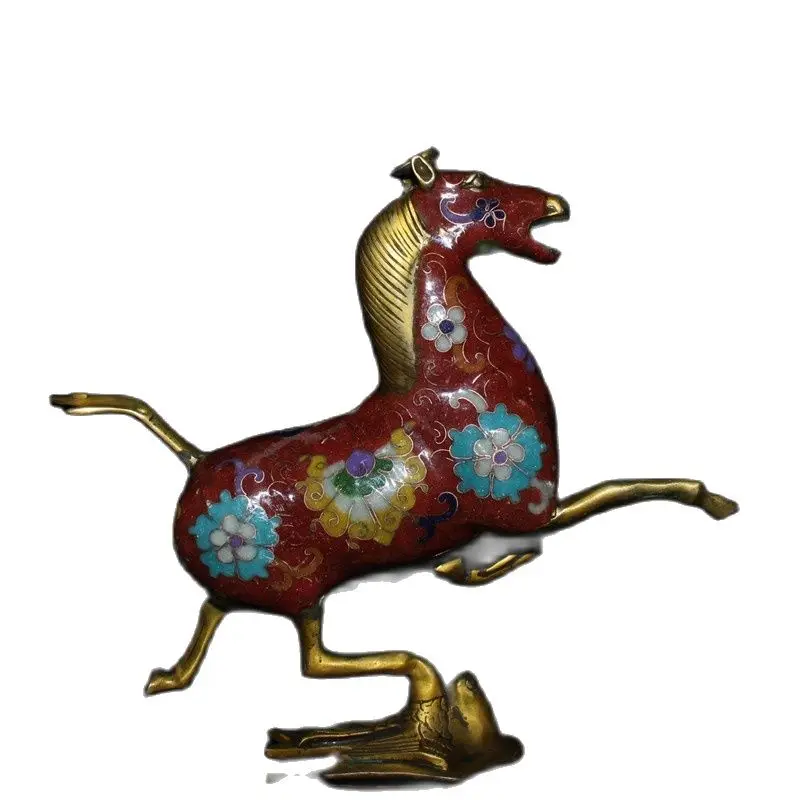 

China Folk Old Cloisonne Filigree Horse Riding Flying Swallow Statue