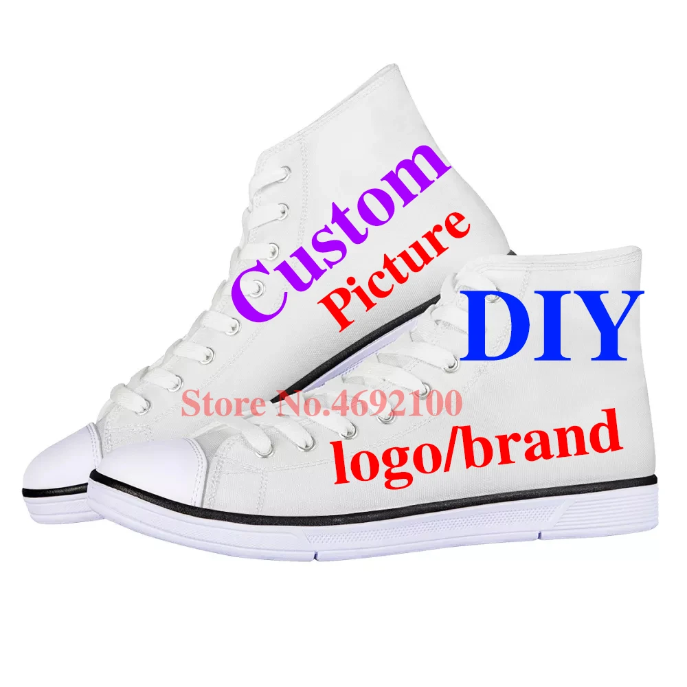 Woman Sneaker Free Custom Your Logo Image Brand Female Casual Vulcanize Zapatos High Top Shoes Size 35-45 Wholesale Dropshipping